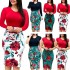 Hot Sales Plus Size Womens Clothes Women Casual Dress Lady Elegant Dresses Women Short Sleeve Floral Dress