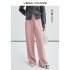 VEGA CHANG Slim Hibiscus Pink Knit Casual Straight Leg Pants