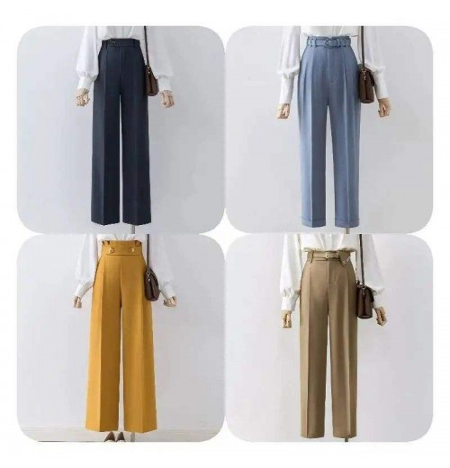 Cozy Winter Cotton Work Pants - New High-Waisted Business Casual Straight Leg Trousers