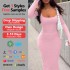 Women Elegant Bodycon Dress Long Sleeve Club Maxi Vestido Club Women Fashion Solid Color Small Pit Dress