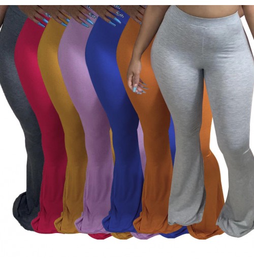 Stylish Plus-Size Women's Solid Color Flared Trousers